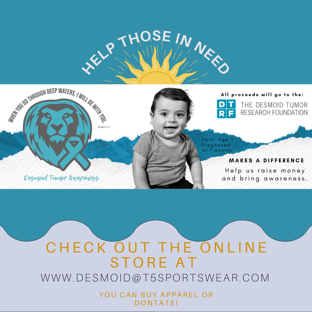 A dear customer of ours made an online store to raise money and awareness for their son, Zain’s, diagnosis. Please check out the in link   and make a difference today! 💙☀️

desmoid.t5sportswear.com

#awareness #research #desmoidtumor #help #donate