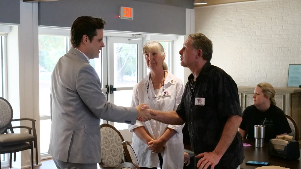 FmrRepMattGaetz's tweet photo. Learning to stay forever young with folks at @BobHopeVillage! 

Thank you for having me today! 🇺🇸

#OpenGaetzDay https://t.co/dqHrVZ74Xd