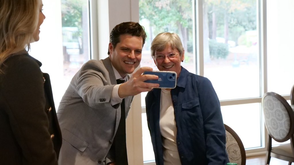 FmrRepMattGaetz's tweet photo. Learning to stay forever young with folks at @BobHopeVillage! 

Thank you for having me today! 🇺🇸

#OpenGaetzDay https://t.co/dqHrVZ74Xd