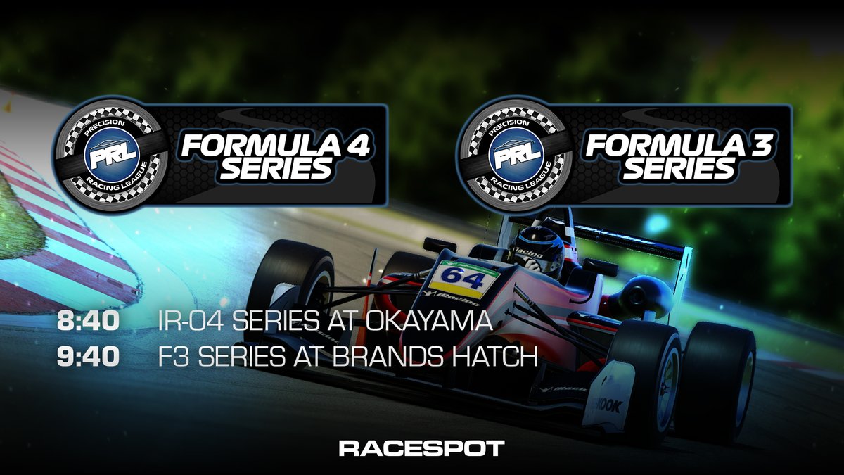 Precision Racing League (@precisionrl) on Twitter photo It's time for some open wheel racing! Follow our F4 & F3 series drivers racing side by side at Okayama & Brands Hatch!
Live coverage by <a href="/RaceSpotTV/">RaceSpot TV</a> & <a href="/vcoesports/">VCO 🕹🏎</a> at 8:30pm!
youtube.com/watch?v=XAZY61…
<a href="/AdvSimRacing/">Advanced SimRacing</a> <a href="/racebox_sim/">RaceBox SimRacing 🏁</a> <a href="/TheButtKicker/">The ButtKicker</a> <a href="/meca_sim/">Meca Sim Hardware</a> <a href="/RaceLab3/">RaceLab</a> <a href="/NinjaTrader/">NinjaTrader</a> It's time for some open wheel racing! Follow our F4 & F3 series drivers racing side by side at Okayama & Brands Hatch!
Live coverage by <a href="/RaceSpotTV/">RaceSpot TV</a> & <a href="/vcoesports/">VCO 🕹🏎</a> at 8:30pm!
youtube.com/watch?v=XAZY61…
<a href="/AdvSimRacing/">Advanced SimRacing</a> <a href="/racebox_sim/">RaceBox SimRacing 🏁</a> <a href="/TheButtKicker/">The ButtKicker</a> <a href="/meca_sim/">Meca Sim Hardware</a> <a href="/RaceLab3/">RaceLab</a> <a href="/NinjaTrader/">NinjaTrader</a>