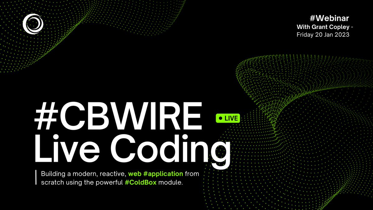 ortussolutions's tweet photo. Join Grant Copley on his Ortus #Webinar: #CBWIRE Live Coding on Friday 20th at 11:00 am CST. This session will walk you through building a modern, reactive, web #application from scratch!

#Live coding session - What could go wrong!? Come and find out: https://t.co/Y0PRBeSvzn https://t.co/GmPGEdvOOW