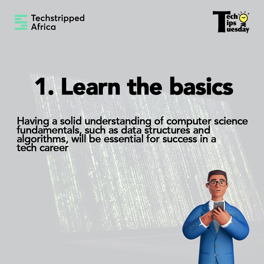techstripped's tweet photo. Today on #TechTipsTuesday, we want to give you the building blocks to starting a career in tech in 2023! 

No dulling, make the move today and you won't regret it.

#tech #innovation #career #africa https://t.co/GztZyRCIvY