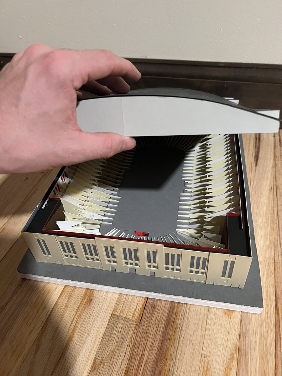 PaperStadiums's tweet photo. I’ve finally finished the roof for Paper Chicago Stadium! There was definitely more challenges than I anticipated, but I’m ready to move on to the interior! https://t.co/7NWOcYGVCo