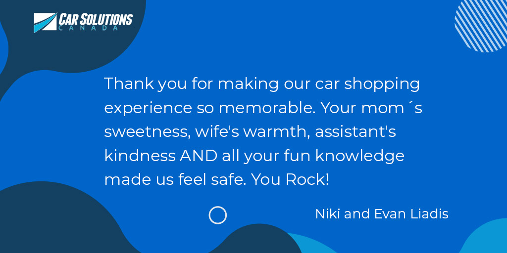 Messages like this from our customers are why we go the extra mile every time. Car Solutions Canada is family-owned and treats you like family 💕

#BuyUsedCars #UsedCarCanada #AffordableUsedCars #UsedCarDealers #UsedCarDealershipCanada #UsedCarForSale #UsedCar