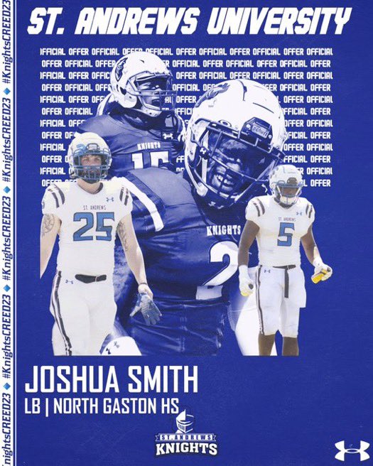 josh_smith30's tweet photo. Blessed to receive a offer from St. Andrews University!!🤍💙🤍💙 #goknights @CoachChristensn @coachDshonney72 @bigTspeaks @BoomGordonMMA @CoachDRothwell https://t.co/LZblwL4218