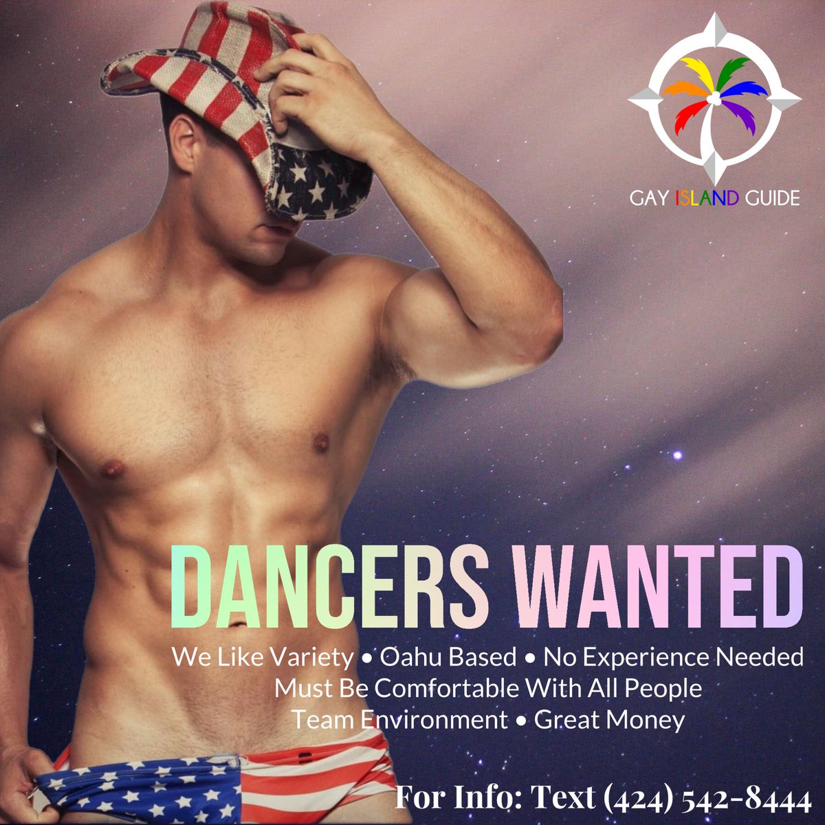 Looking for a Fun Way to Make Some Extra Money? Looking for Male Dancers Based on Oahu for Gogo and Male Revue.
#gayislandguide #gayislandguideevents #maledancer #oahu #honolulu #waikiki #hawaii #gayhawaii #lgbthawaii #gayoahu #gayhonolulu #gaywaikiki #hunk #malerevue #gogodancer