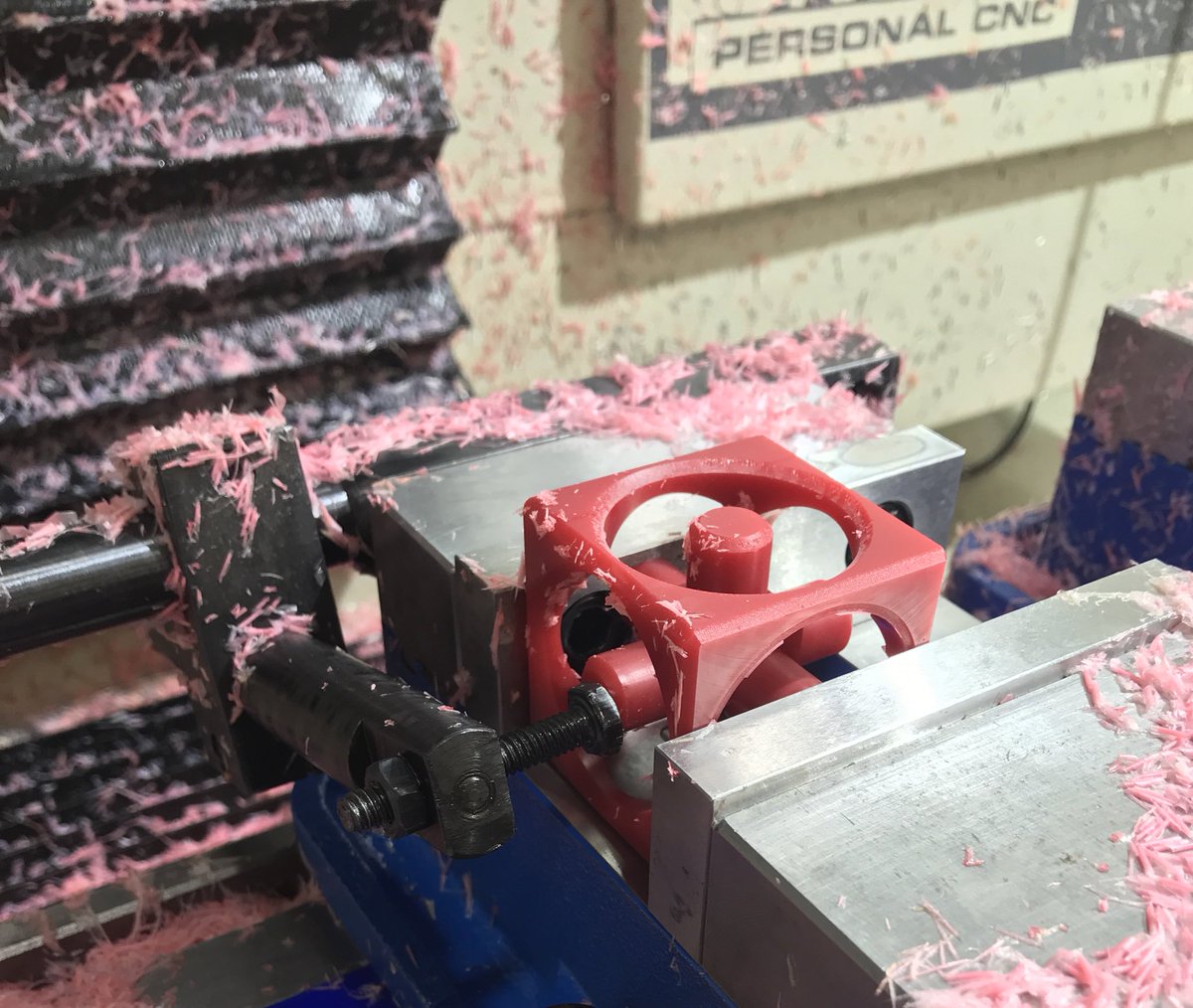 C_GEngineering's tweet image. Will successfully machined his jack cube out of plastic for the @TMAInfo PMC using our @Tormach. Tomorrow we check tolerances and run it again out of aluminum!