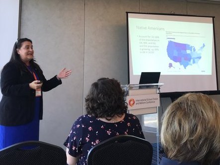 AngelaRWatson's tweet photo. Still processing all that I heard at #iscrc2023 but want to highlight session on school choice in the #GreatPlains - particularly northernmost states, where 10-16% of the population is Native American & there are no options despite deplorable academic, health & life outcomes. https://t.co/pjeinR78k9