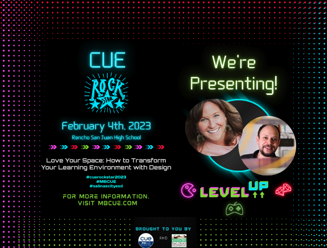 I'll be presenting with <a href="/jborgen/">Jason Borgen</a> at Rock Star CUE hosted by <a href="/mbcue/">Monterey Bay CUE</a> on Love Your Space: How to Transform Your Learning Environment with Design --- can't wait! #rockstarcue2023 #WeAreCUE #SomosCUE