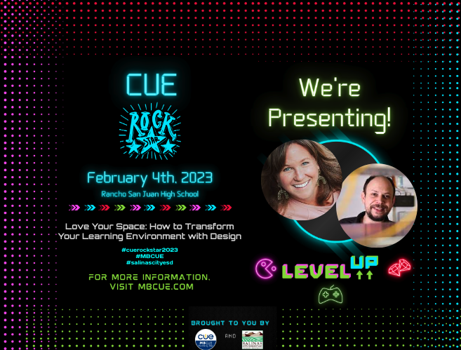 I'll be presenting with @jborgen at Rock Star CUE hosted by @mbcue on Love Your Space: How to Transform Your Learning Environment with Design --- can't wait! #rockstarcue2023 #WeAreCUE #SomosCUE