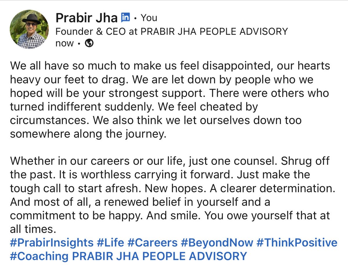 PrabirJha's tweet photo. #PrabirInsights #Life #Career #BeyondNow https://t.co/k2n8jmUG8z