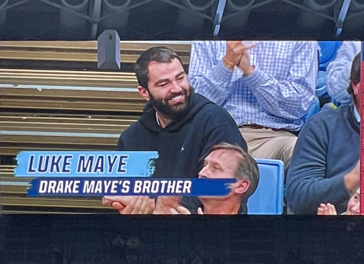 RossMartinNC's tweet photo. Luke Maye and Drake Maye honored here on the big screen in the Smith Center. https://t.co/psMn5KmybO