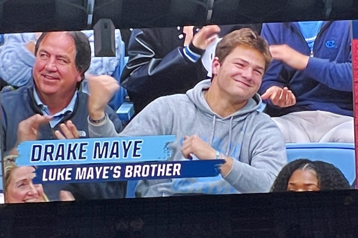 RossMartinNC's tweet photo. Luke Maye and Drake Maye honored here on the big screen in the Smith Center. https://t.co/psMn5KmybO