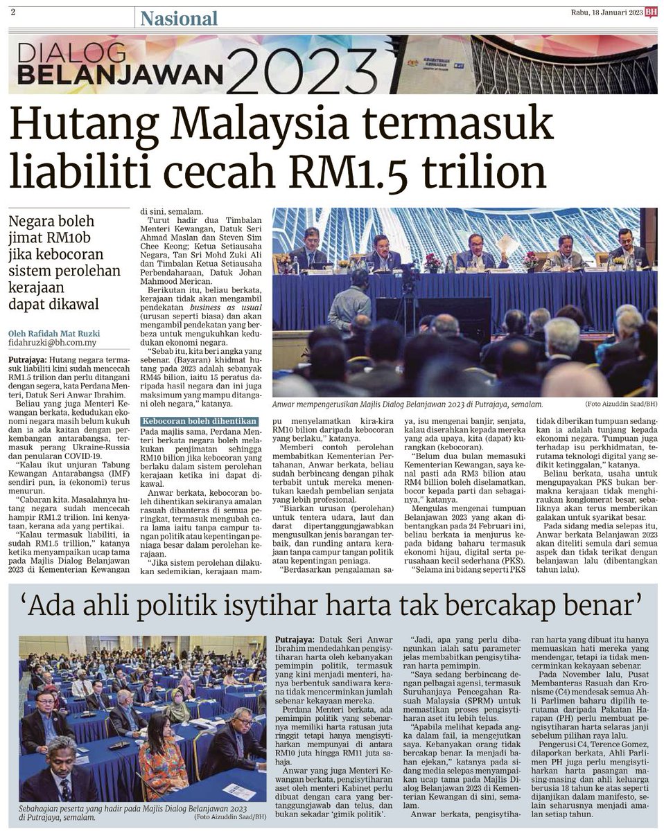 ahmadmaslan's tweet photo. Bagaimana kurangkan hutang Kjaan rm1.5T ?
1) Tambah pendapatan Kjaan 
2) Kurangkan ketirisan spt rasuah
3) Ketatkan penguatkuasaan spt hapus penyeludupan
4) Kurangkan ekonomi gelap 
5) Tingkatkan pendigitalan ekonomi
6) Elakkan segala bentuk pembaziran
7) Subsidi perlu bersasar. https://t.co/SDelrohKbW
