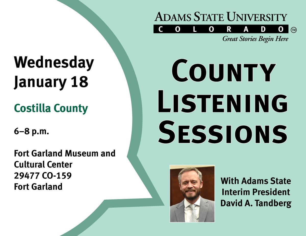 adamsstate's tweet photo. Historic Ft. Garland is the setting tomorrow evening for Costilla County to talk with Adams State Interim Pres. Tandberg. What do you think the university should do? Drop in from 6-8 p.m. and let us know. #ThisisAdamsState #AdamsStateinCostillaCounty #CostillaCounty #FortGarland https://t.co/RA0OzxrEhx