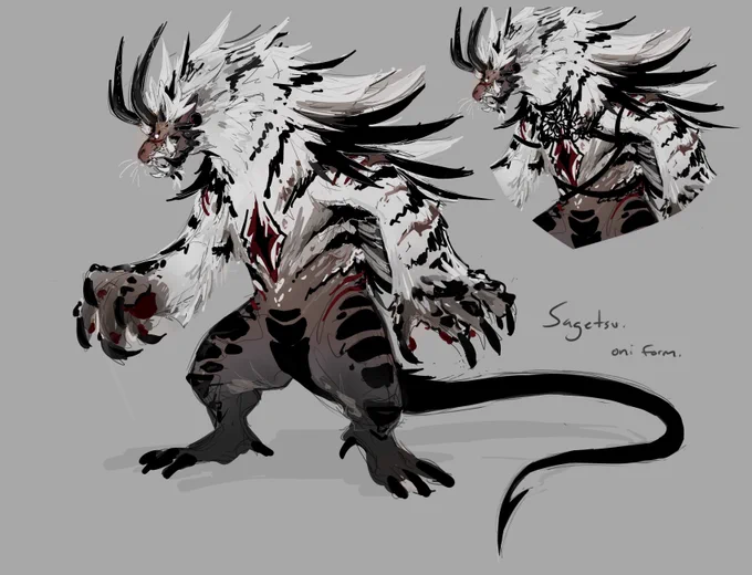 lets kick off this year with a design!Sagetsu Oniniwa, Tsunamoto's father!A stalwart oni raised on the stories and traditions of his family, he is deadset in his duties and loyalties. He comes off as harsh but his words are not without merit, you probably needed to hear it. 