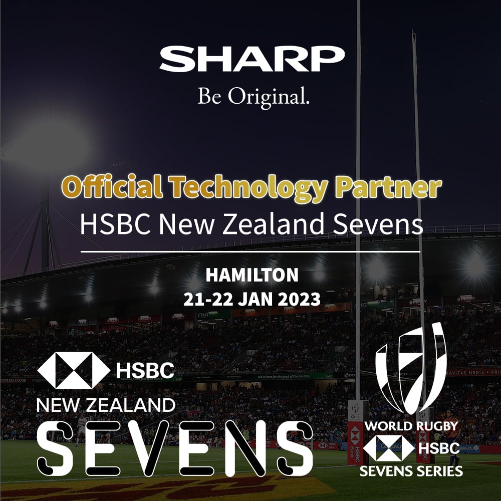 Sharp New Zealand is proud to return as Official Technology Partner of the HSBC NZ Sevens for the third year. We’re looking forward to a weekend of action at the last ever HSBC NZ Sevens tournament in Hamilton.

#AllBlacks7s #BlackFerns7s #HSBCNZ7s #Hamilton7s