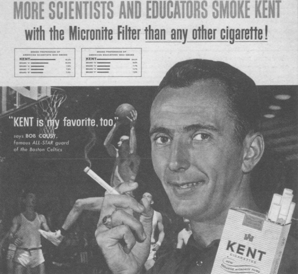 Super70sSports's tweet photo. Bob Cousy won six championship rings while burning heaters for pleasure and is now 94 goddamn years old because he trusted science. https://t.co/3FlmFDeMKu
