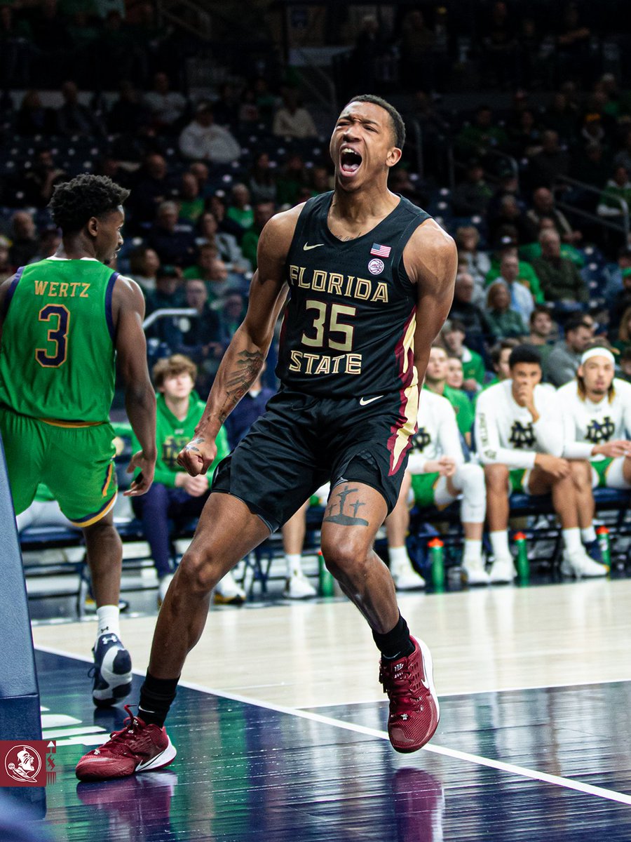 𝗠𝗥. 𝗗𝗢𝗨𝗕𝗟𝗘 𝗗𝗢𝗨𝗕𝗟𝗘 @MCleveland35 gets his 8th straight double double! FSU 56 | ND 36 | 13:12 2H