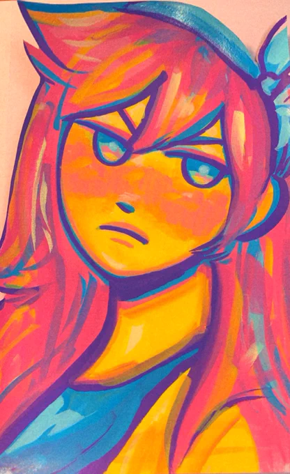 I drew an Auby with these new markers. Theyre sooooo weird but I think I'm kinda getting the hang of em? #omori #aubreyomori 