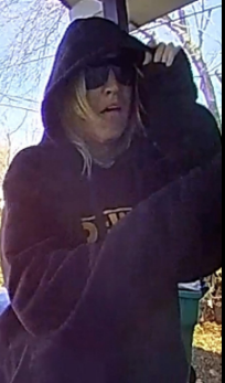 OKCPD's tweet image. This person stole a package from the front porch of a residence near SE 59/Sunnylane. If you know who the suspect is, contact Crime Stoppers 405.235.7300/www.okccrimetips.com. Case # 23-0001226