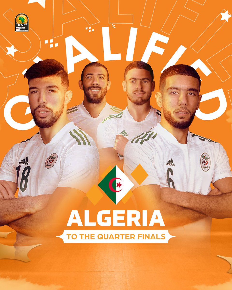 aekmesdoua's tweet photo. #ENAlgérie s'impose 1-0 face à #Ethiopie et se qualifie pour quart de finale. 
Autre match du GroupeA
#Mozambique arrache victoire 3-2 contre #Libye 
#TotalEnergiesCHAN2022
@LesVerts
#ALGETH
#MOZLBY 
#الجزائر 
#NelsonMandelaStadium https://t.co/89ijhb883k