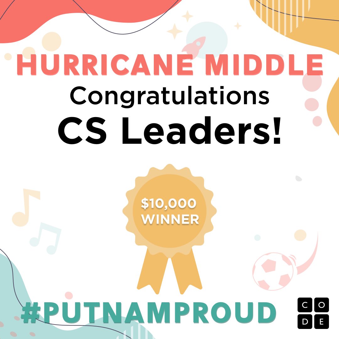 PutnamWVSchools's tweet photo. Congratulations to Mr. Eric Studyyin & Hurricane Middle on being 1️⃣ of 102 schools in the nation selected as a @codeorg #CSLeader! 👏 Last month, HMS was awarded a $10,000 grant to expand computer science education. What an exciting opportunity for students! 💻 #PutnamProud https://t.co/DCLmk2lm9y
