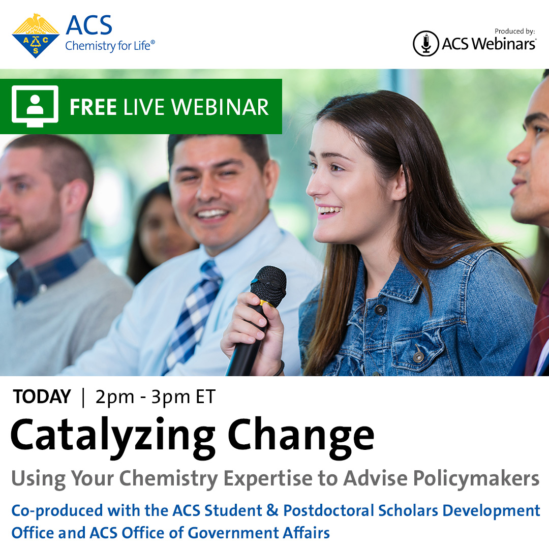 Join us on Feb. 2nd at 2:00-3:00pm ET for an #ACSWebinar on how you can get involved in science policy. You can register here: acs.org/acs-webinars/l…