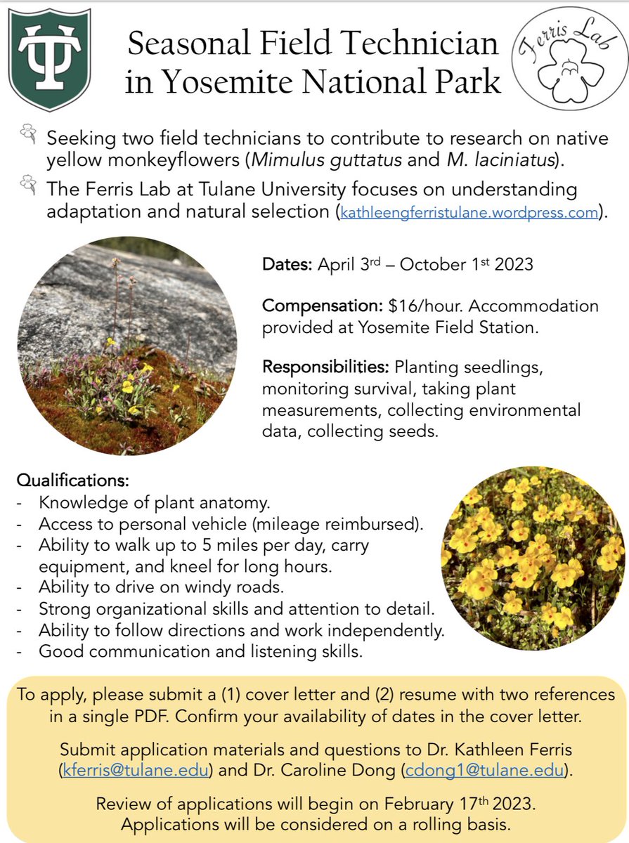Whit_Murchison's tweet photo. Our lab is looking for a field technician to work in Yosemite! Please retweet! :) https://t.co/rJSGXbtBqq