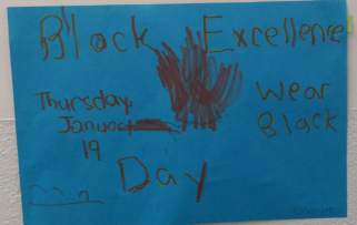 The 4/5/6 made posters to remind @WEGowling Griffins that Thursday is #OCDSBBlackExcellenceDay ! Please remember to wear black to draw attention to the significant harm caused by anti-Black racism.