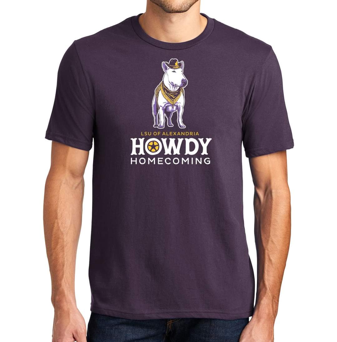 LifeLsua's tweet photo. LSUA Student Life is having a pre-order on Howdy Homecoming shirts! Shirts will only be offered on a pre-order basis. Pickup will be on campus on February 16. Pre-order closes on January 29.

Sizes range from Youth Small to 5XL. Order your shirt now!

 https://t.co/II3HwQuQs0 https://t.co/UGrxnKWUUD