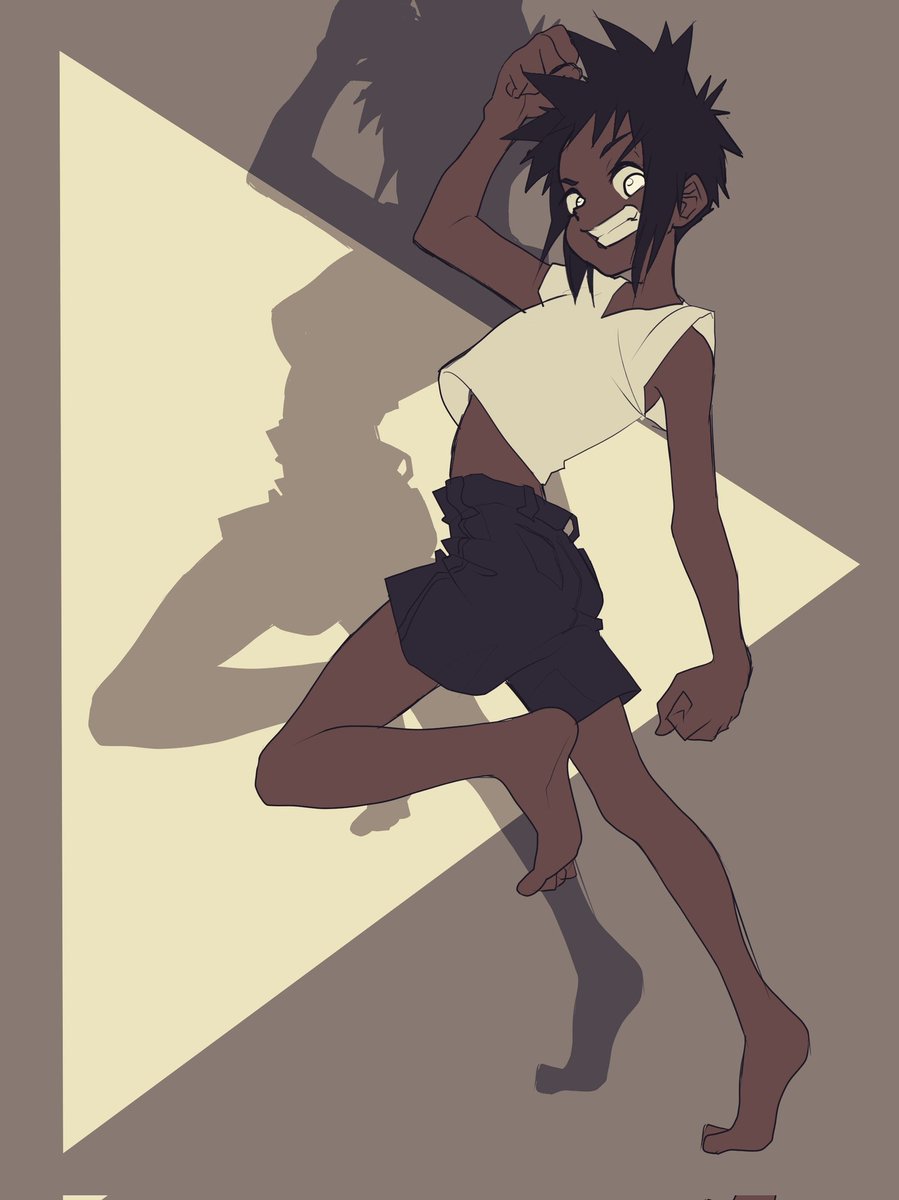 1boy aged down barefoot black hair black shorts dark skin dark-skinned male  illustration images