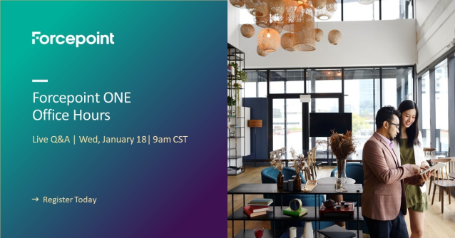 michaeljknapp's tweet photo. On January 18th, Ryan Harris, Senior Security Consulting Engineer at Forcepoint, and Marc Lampert, Senior Program Manager at Forcepoint, will host this interactive #ForcepointONE session. Register today! https://t.co/BQ0rimU2WS https://t.co/wUr2b7Xd56