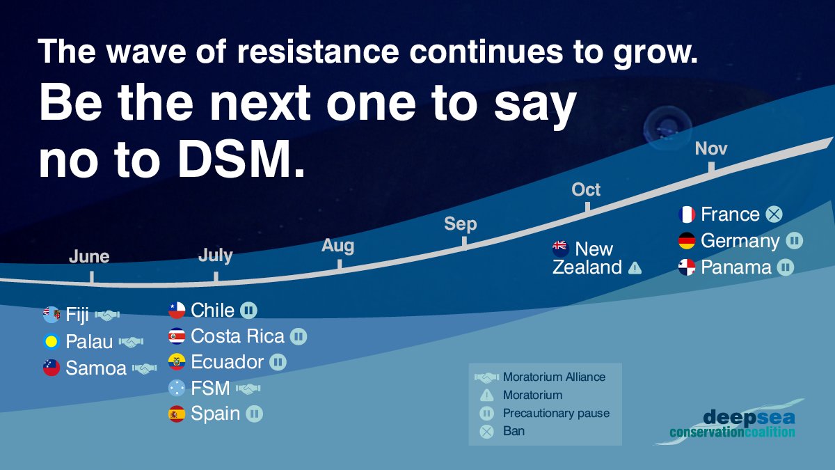 DeepSeaConserve's tweet photo. 2022 was a pivotal year. More voices called for a ban, precautionary pause or moratorium to #DeepSeaMining 🚫
Look at all the progress made on stopping this emerging destructive industry: https://t.co/nTwGu4j5d3
Who will be next?
#ISA27 #DefendTheDeep https://t.co/k9GVMKCcyL
