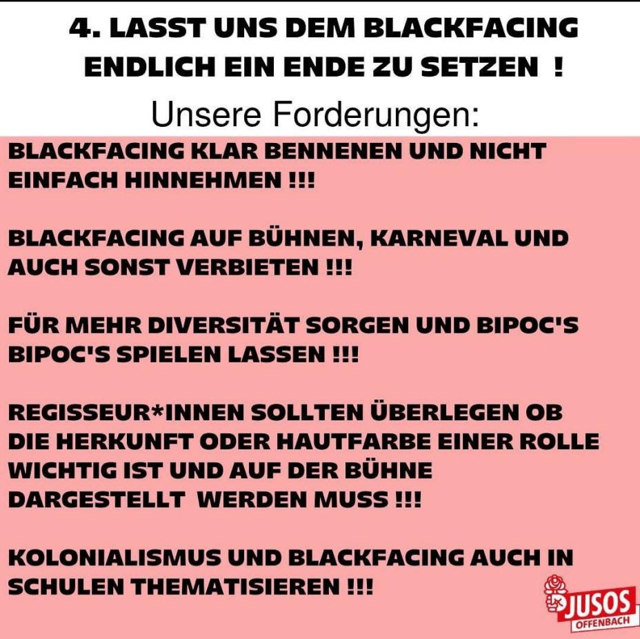 JusosOF's tweet photo. Sie sich weiter. Für Nachfragen stehen wir Ihnen zur Verfügung. (2/2)
#StopBlackfacing #EnoughIsEnough #blm #saveblacklives #colonialismsucks #aufklärung #blackfacingneedstostop #blackfacingisracist #StopRacism #offenbach #frankfurt #hanau #jusoshessensüd @jusos @JusosBayern https://t.co/lQgymjWZPh