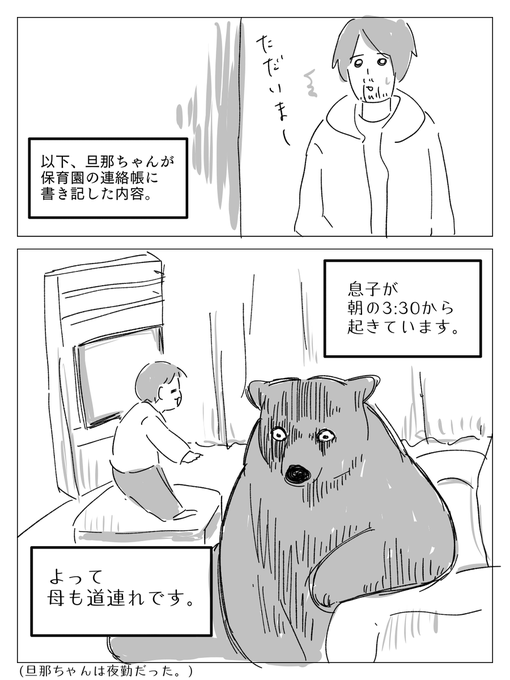 旦那ちゃんに連絡帳をお願いした日。 