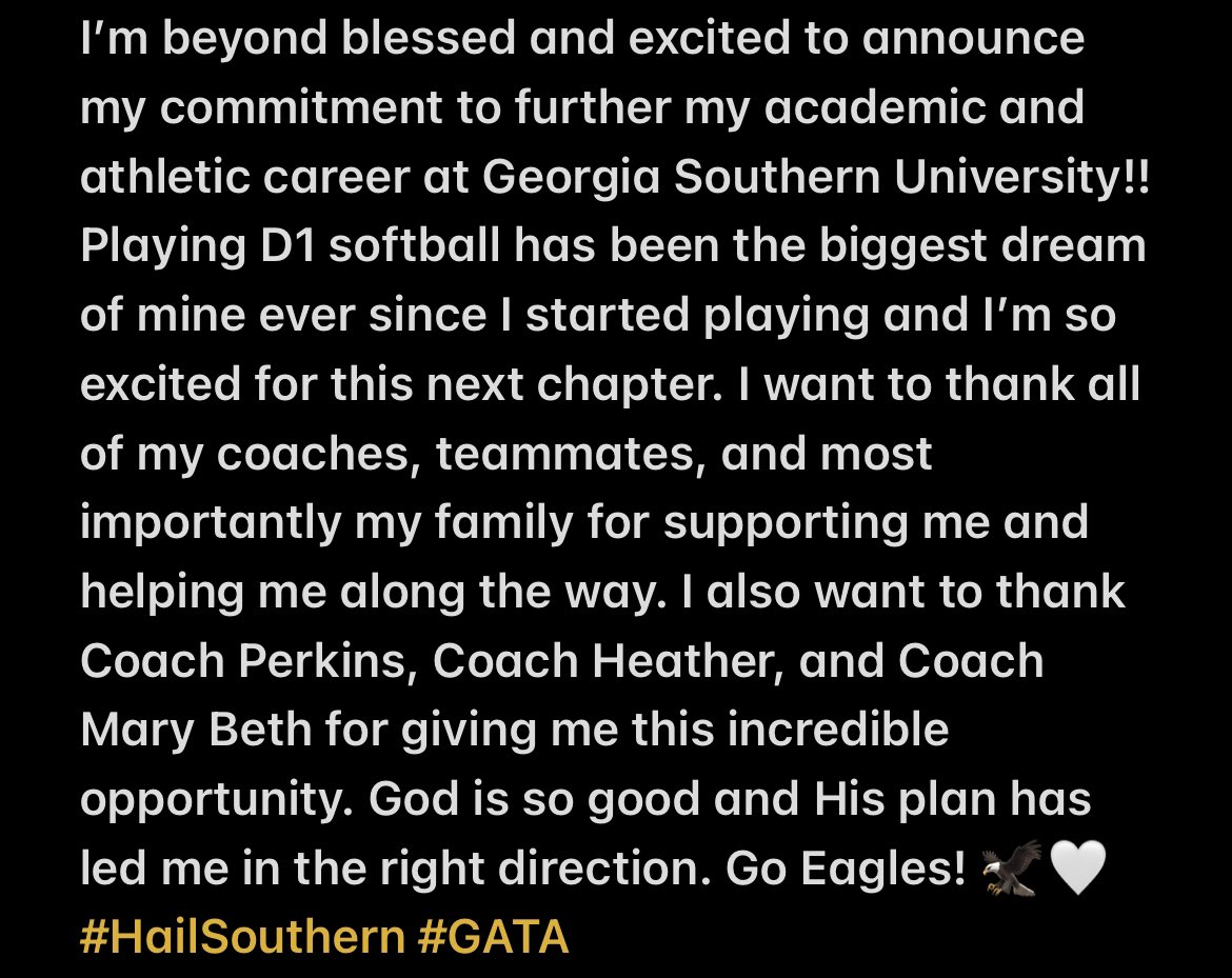 braelyn_queen's tweet photo. So excited for the future! Go Eagles! 🦅🤍 #GATA @GSAthletics_SB @CoachPerkinsSB @heather_gelbard @MaryBethDen @GAImpact_Maher @PVSoftballGA https://t.co/1dYI0t9uvj