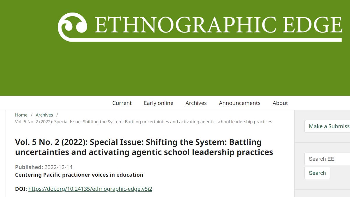 Excited to see Pacific school leaders sharing their experiences battling the education system in Aotearoa New Zealand. See ojs.aut.ac.nz/ethnographic-e…. Well done <a href="/MelFasavalu/">Mel Fasavalu</a> @Bertram <a href="/Nats5dollar/">Natalie Faitala</a> <a href="/stantiatia/">Stan Tiatia</a> et al. <a href="/JMA_SOUTH/">Dr. Jean M Uasike Allen</a> <a href="/FetauiI/">Fetaui Iosefo</a> <a href="/Ualesi777/">Toleafoa Dr Yvonne Ualesi</a>  @cunningham77777 #shiftingthesystem