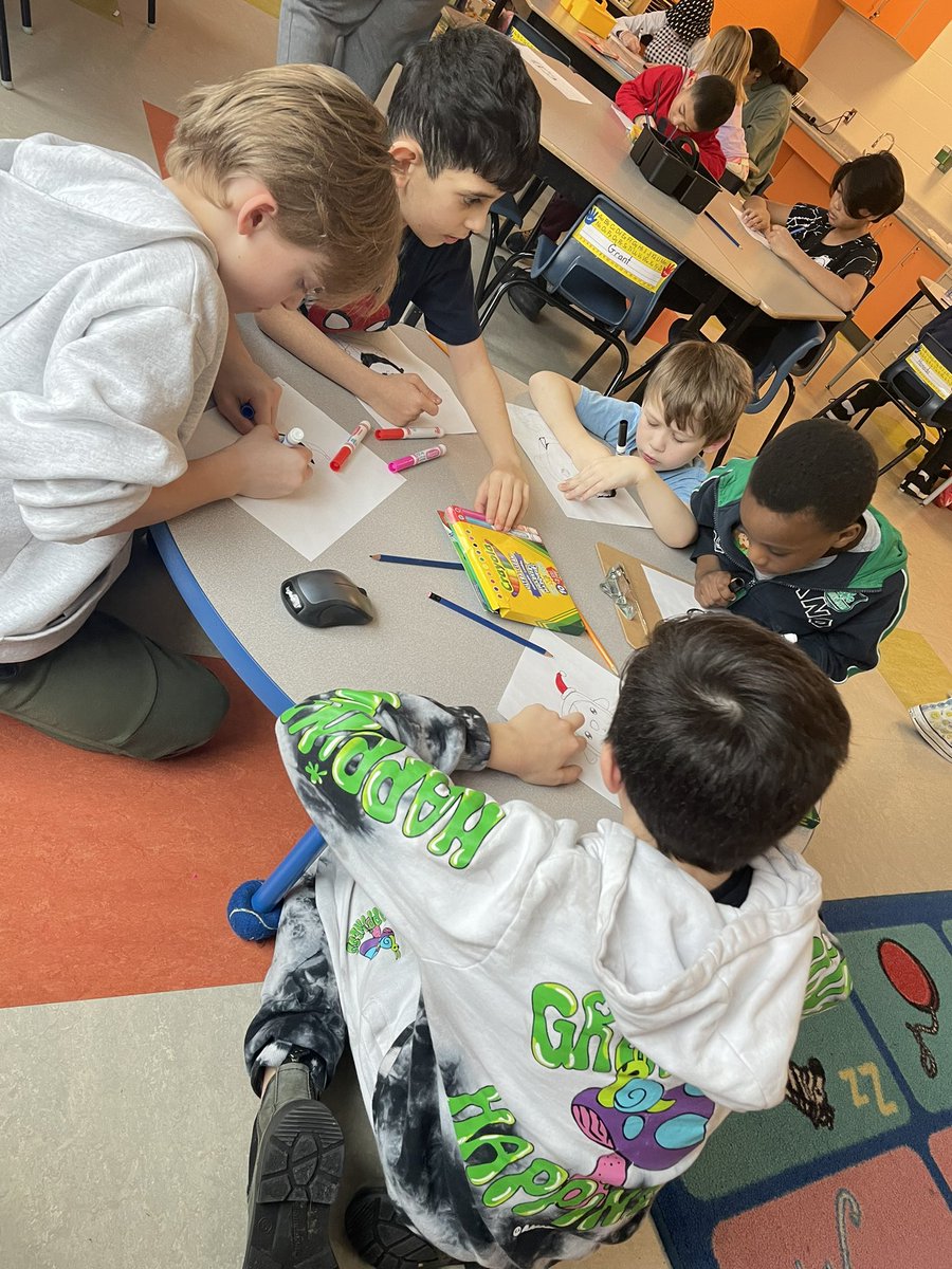 klodwyer's tweet photo. We love when our grade six reading buddies come visit and get creative with us!!! ♥️@MsWardEPE @eastpointelem https://t.co/rxJZivu0Ui