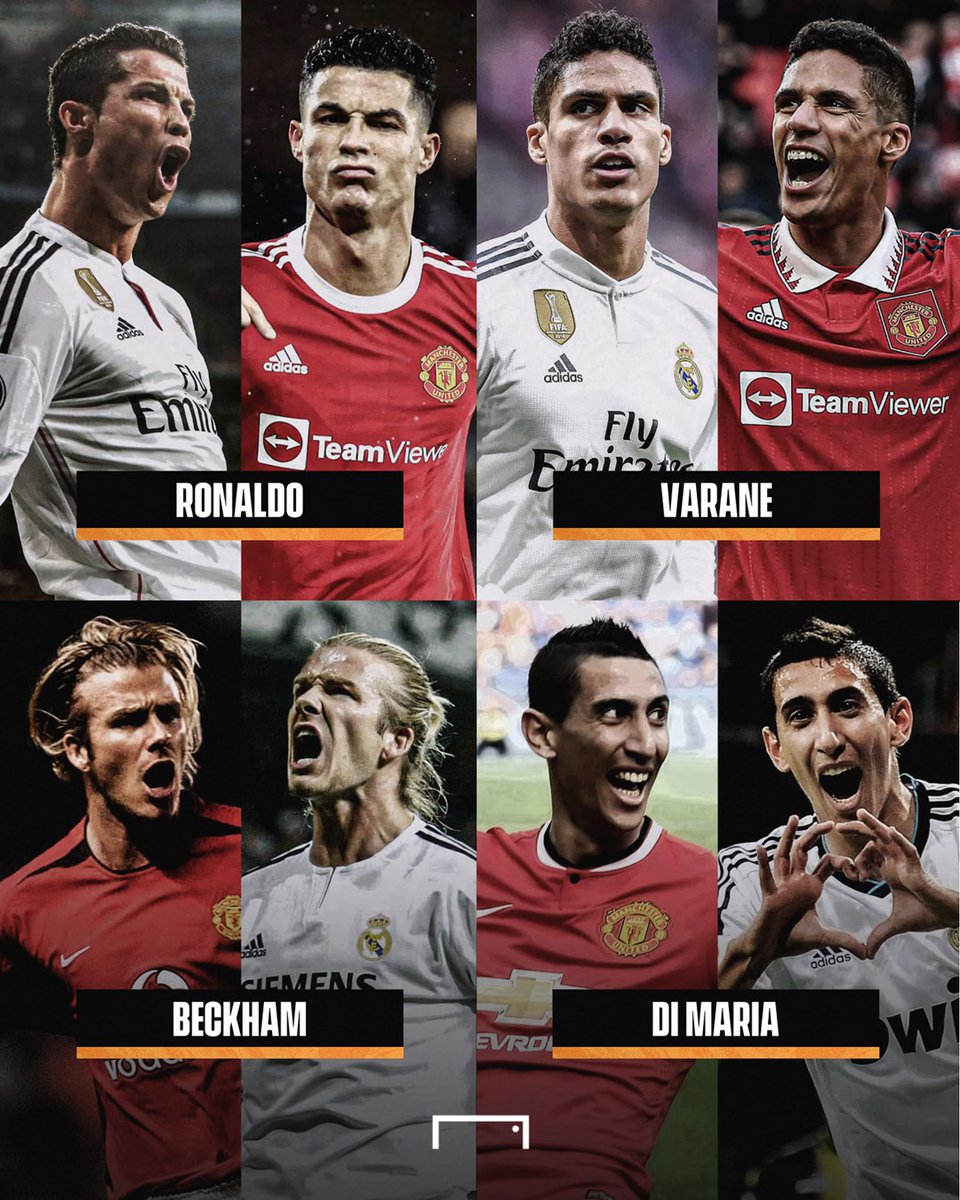 goal's tweet photo. Manchester United and Real Madrid have shared some icons 🤩 https://t.co/C35bdooO27