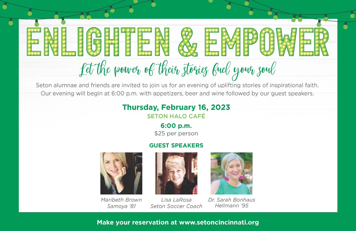 setonhsports's tweet photo. Attention Seton alumnae and friends! Join us on February 16th for an evening of uplifting stories of inspirational faith! For more information and to register, please click the link. https://t.co/RfBak0oiQN https://t.co/2iRAOkmdK7