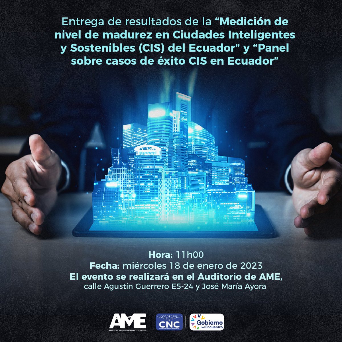AMEcuador's tweet photo. 📡Encaminados a ser Ciudades Inteligentes y Sostenibles🏙️, @Telecom_Ec, @AMEcuador y @competenciascnc entregarán los resultados📈de medición de madurez a 60 municipios que van rumbo a este objetivo. https://t.co/FTe2uqWHDS