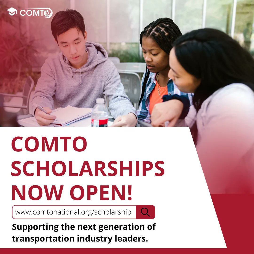COMTO's 2023 Scholarships are now open! COMTO’s National Scholarship Program ensures the continuing legacy of minorities in transportation by awarding multiple national academic scholarships to undergraduate and graduate students. Visit buff.ly/3iN7vNg for more info!