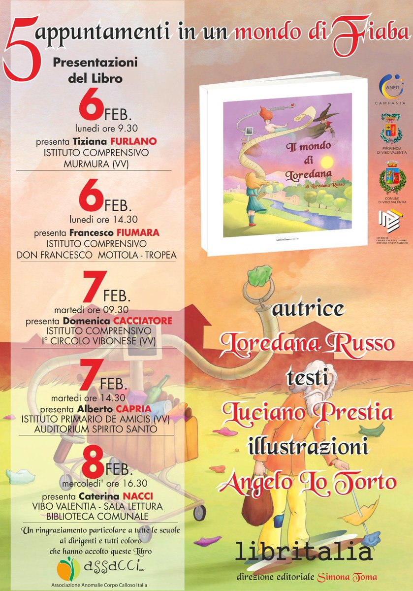 Presentazioni che si svolgeranno nel mese di febbraio del libro "Il mondo di Loredana"