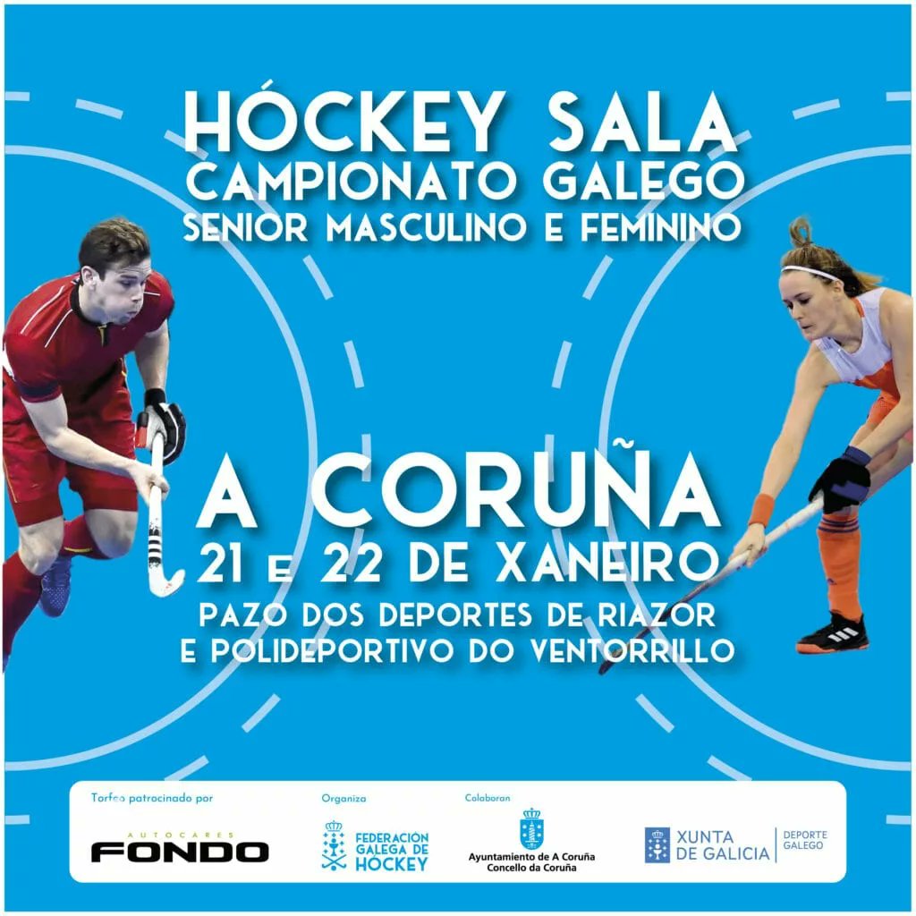 AthleticCoruna's tweet photo. 🏑 𝐂𝐚𝐦𝐩𝐢𝐨𝐧𝐚𝐭𝐨 𝐠𝐚𝐥𝐞𝐠𝐨 𝐝𝐞 𝐡ó𝐜𝐤𝐞𝐲 𝐬𝐚𝐥𝐚, nas categorías sénior masculina e feminina. 
A competición terá lugar de maneira simultánea, os días 21 e 22 de xaneiro, no polideportivo do Ventorrillo e no Pazo dos Deportes de Riazor.
https://t.co/gKc5Eapxod https://t.co/jEdiReZoBb