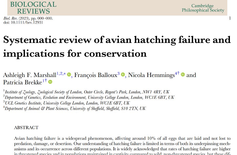 Dr Ashleigh Marshall (@belfast_ash9) on Twitter photo Delighted to share our new paper! We present the most comprehensive systematic review of #HatchingFailure to date, and address the implications for conservation. #TeamEgg <a href="/London_NERC_DTP/">The London NERC DTP</a> <a href="/ZSLScience/">ZSL Science</a> <a href="/UGI_at_UCL/">UCL Genetics Institute</a> <a href="/EEB_Sheffield/">Ecology and Evolutionary Biology</a> <a href="/BallouxFrancois/">Prof Francois Balloux</a> <a href="/HemmingsNicola1/">Dr Nicola Hemmings</a> @P_Brekke 1/10 Delighted to share our new paper! We present the most comprehensive systematic review of #HatchingFailure to date, and address the implications for conservation. #TeamEgg <a href="/London_NERC_DTP/">The London NERC DTP</a> <a href="/ZSLScience/">ZSL Science</a> <a href="/UGI_at_UCL/">UCL Genetics Institute</a> <a href="/EEB_Sheffield/">Ecology and Evolutionary Biology</a> <a href="/BallouxFrancois/">Prof Francois Balloux</a> <a href="/HemmingsNicola1/">Dr Nicola Hemmings</a> @P_Brekke 1/10