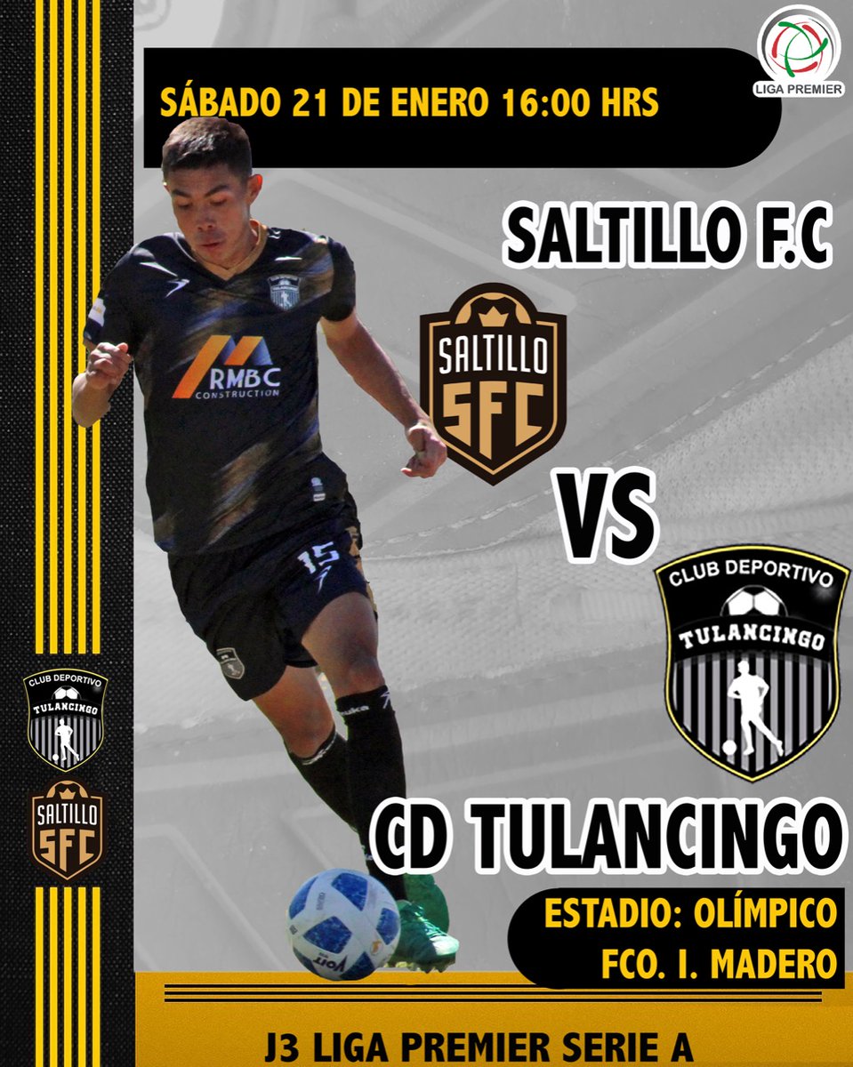 🏴🏳️
VAMOS CON TODO EN NUESTROJUEGO DE VISITA de la J3  en la @LigaPremier_FMF 

@SaltilloFC vs @cd_tulancingo

SÁBADO 21 DE ENERO
16:00 HORAS
ESTADIO: FRANCISCO I. MADERO 
JORNADA 3

@adictosala_p
#ereseljugador#12
#yoamocdtulancingo
#PasiónCDT 
#yocondeportivotulancingo