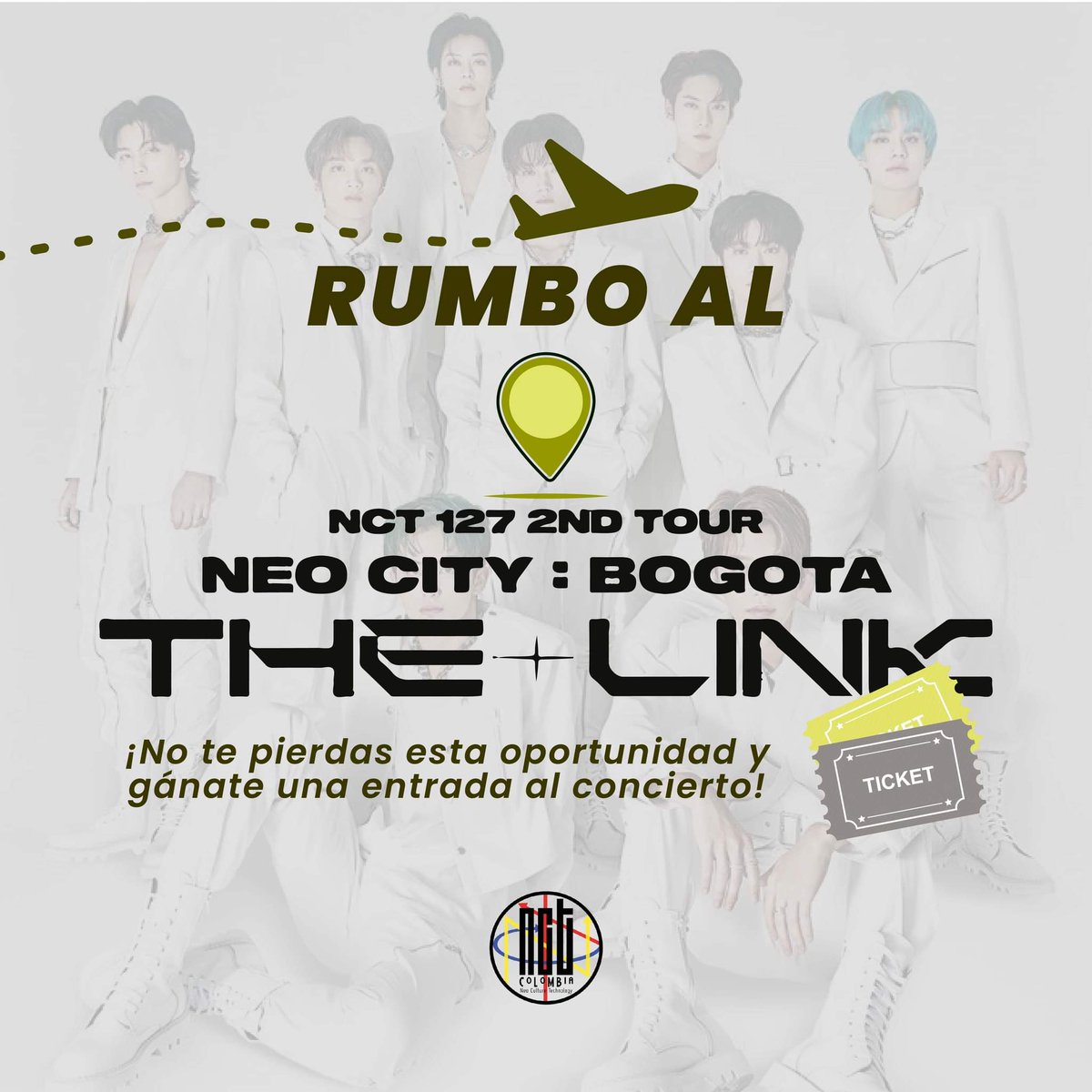 NCTCol_Proyect's tweet photo. RUMBO AL NEO CITY: BOGOTÁ - THE LINK🇨🇴

¿Quieres con toda el alma asistir al concierto de @NCTsmtown_127 en Colombia, pero no te da para comprar una boleta? 

¡No te preocupes! 

Gracias a @OcesaColombia, podemos darte varias oportunidades para ganarte una entrada.
Lee👇 https://t.co/gPOW2acwE3