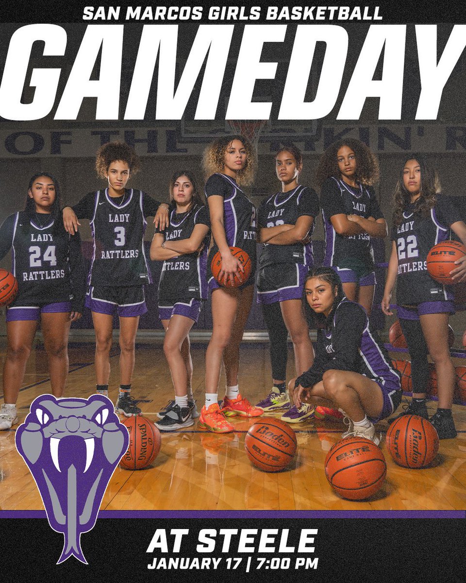 🚨 GAME DAY 🚨 
    
San Marcos  Rattlers 🐍 🆚  Steele Knights 🛡️ 

📍Steele HS

⏰ Freshman: 5:00
⏰ JV: 5:30
⏰Varsity: 7:00

🎟️ : events.ticketspicket.com/agency/06037bc…

Come out and support us on the road!🐍⬆️🏀🔥