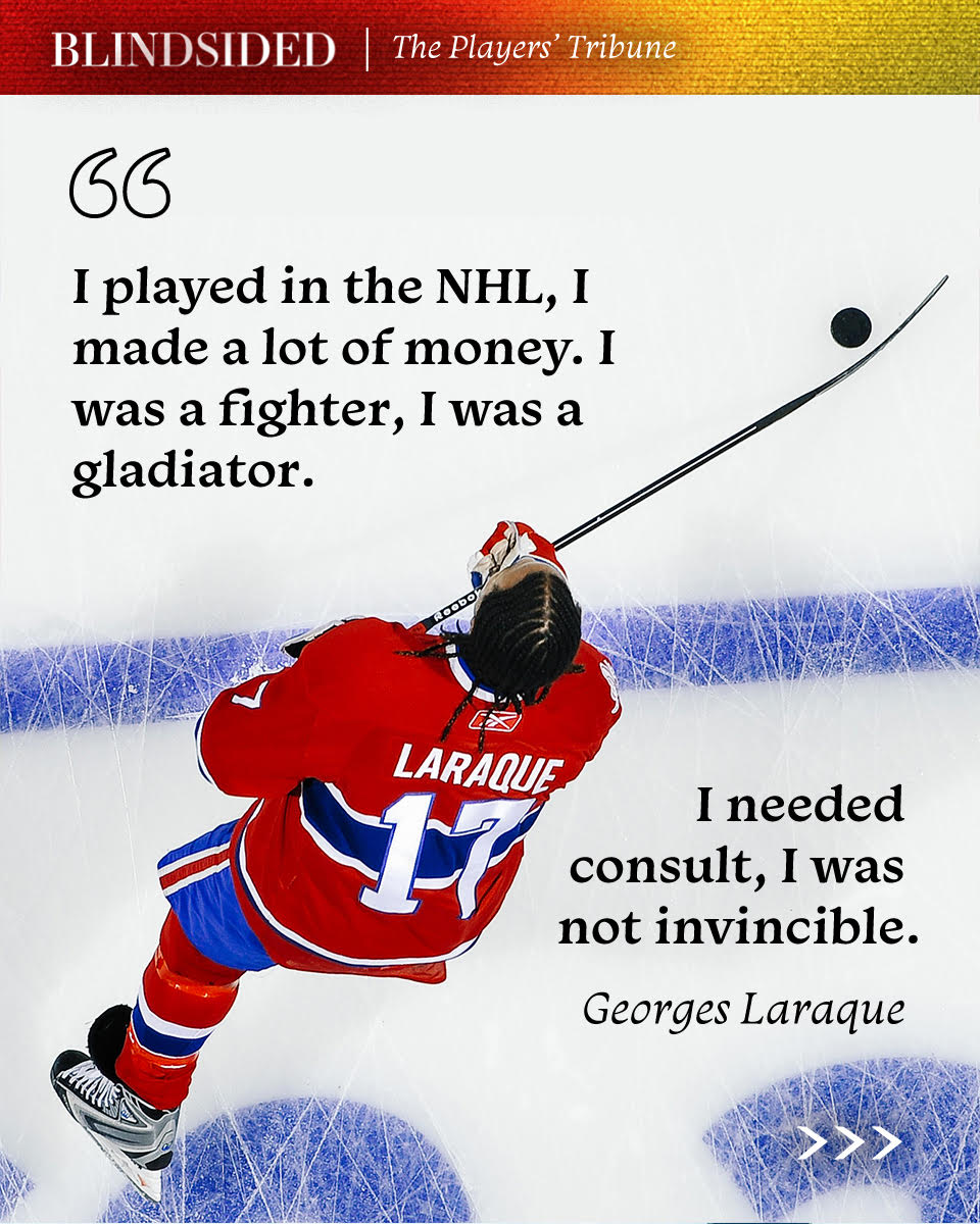 drdianemcintosh's tweet photo. When your job involves fighting the @NHL's toughest enforcers, how do you cope?

Don't miss this episode of #BlindsidedPod as @GeorgesLaraque shares his mental health journey of seeking help for his anxiety and making peace with his painful past.

Listen: https://t.co/o5rX5AtFHf https://t.co/uLvGEGIuM8
